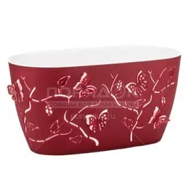 Горшок для цветов пластик, 3.6 л, 29.5х16х15 см, вишневый, Dunya Plastik, Дюна, 698