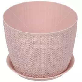 Горшок для цветов пластик, 1.9 л, 15.5х12 см, чайная роза, Idea, Вязание, М 3120