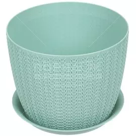 Горшок для цветов пластик, 2.8 л, 18х14 см, фисташковый, Idea, Вязание, М 3121