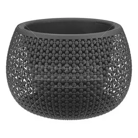 Горшок для цветов пластик, 4 л, 29х20 см, со вставкой, графит, Idea, Пирула, М 3101