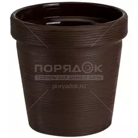 Горшок для цветов пластик, 1.1 л, 13х12.8 см, темно-коричневый, Терра, КШ-9079