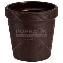 Горшок для цветов пластик, 2.35 л, 16.5х16 см, темно-коричневый, Терра, КШ-9091