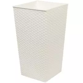 Горшок напольный для цветов пластик, 15 л, 27х52 см, со вставкой, белый, Альтернатива, Ротанг, М6826