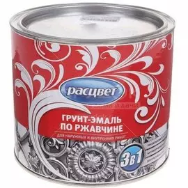 Грунт-эмаль Расцвет, по ржавчине, алкидная, шоколадная, 1.9 кг