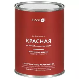 Грунт-эмаль Elcon, 3в1 матовая, по ржавчине, смоляная, красная, RAL 3002, 0.8 кг