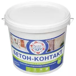 Грунтовка воднодисперсионная, акриловая, Русские узоры, бетоноконтакт, для внутренних и наружных работ, 3 кг