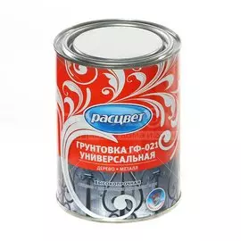 Грунтовка алкидная, Расцвет, ГФ-21, для внутренних и наружных работ, серая, 0.9 кг