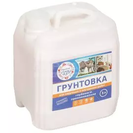 Грунтовка воднодисперсионная, акриловая, Русские узоры, глубокого проникновения, для внутренних и наружных работ, 3 л