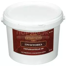 Грунтовка воднодисперсионная, акриловая, Оптимист, D734, укрывающая, для внутренних и наружных работ, белая, 3.5 кг