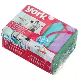 Губка для посуды, 5 шт, Макси, 10х7х2.9 см, York, 030040