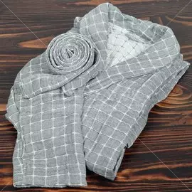 Халат унисекс, махровый, 100% хлопок, серый, универсальный, 126х64 см, в клетку, SPE42277-9