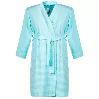 Халат унисекс, вафельный, 100% хлопок, ярко-голубой, L-XL, 48-50, Barkas, AI-1705001