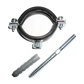 Хомут для крепления трубы, 3", 86-91 , сталь, оцинкованный, с резин. уплотнителем, M10, с шурупом и дюбелем, MasterProf, ИС.140024