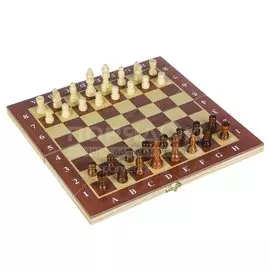 Игра настольная 3 в 1, 29х29 см, шашки, шахматы, нарды, дерево, 341134