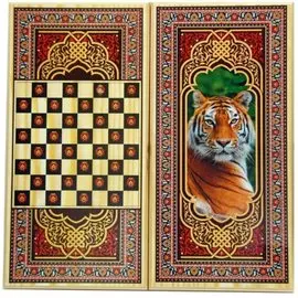 Игра настольная Шашки-нарды Тигр, 50х25х4 см, походные, дерево, 539-045