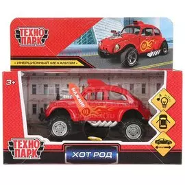 Машина Технопарк, Хотрод, 12 см, инерционная, открывающиеся двери, FY618-SL-RD, красная