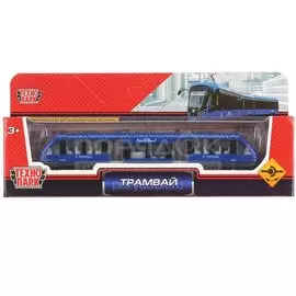 Машина Технопарк, Трамвай, 16.5 см, инерционная, 1079WB-BU, синяя