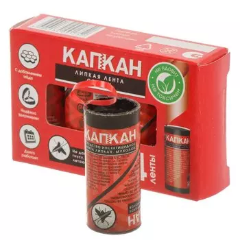 Инсектицид от мух, лента липкая, 4 шт, коробочка, Капкан