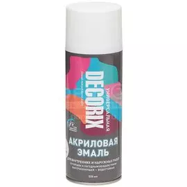 Эмаль аэрозольная, Decorix, универсальная, акриловая, глянцевая, белая, A21, 520 мл
