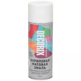 Эмаль аэрозольная, Decorix, универсальная, акриловая, матовая, белая, A24, 520 мл