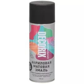 Эмаль аэрозольная, Decorix, универсальная, акриловая, матовая, черная, A02, 520 мл