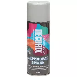 Эмаль аэрозольная, Decorix, универсальная, акриловая, глянцевая, светло-серая, A27, 520 мл