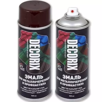 Эмаль аэрозольная, Decorix, для металлочерепицы и профнастила, акриловая, глянцевая, шоколадно-коричневая, RAL 8017, 520 мл
