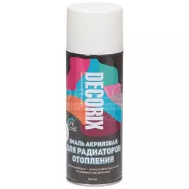 Эмаль аэрозольная, Decorix, для радиаторов, акриловая, глянцевая, белая, A21, 520 мл