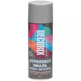 Эмаль аэрозольная, Decorix, Металлик, декоративная, акриловая, глянцевая, серебристая, M303, 520 мл