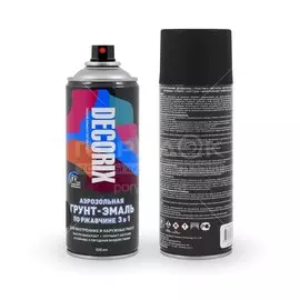Эмаль аэрозольная, Decorix, 3в1, по ржавчине, глянцевая, черная, A01, 520 мл