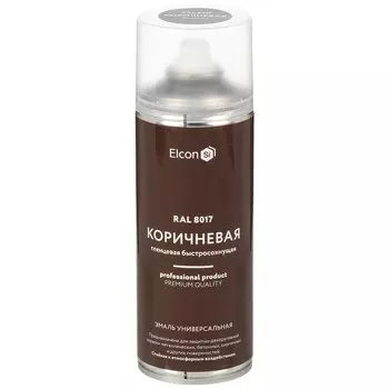 Эмаль аэрозольная, Elcon, универсальная, быстросохнущая, акриловая, глянцевая, коричневая, RAL 8017, 520 мл