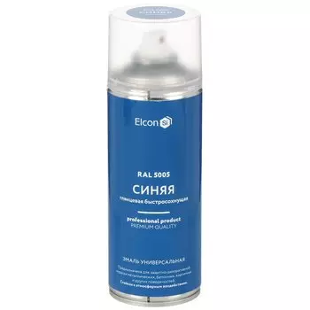 Эмаль аэрозольная, Elcon, универсальная, быстросохнущая, акриловая, глянцевая, синяя, RAL 5005, 520 мл