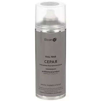 Эмаль аэрозольная, Elcon, универсальная, быстросохнущая, акриловая, глянцевая, серая, RAL 7040, 520 мл