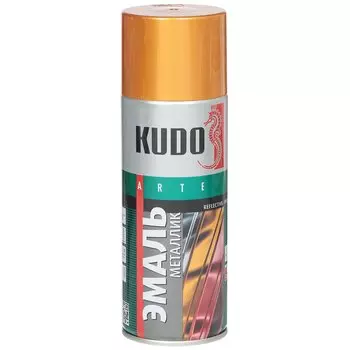 Эмаль аэрозольная, KUDO, акриловая, глянцевая, золотая, 520 мл