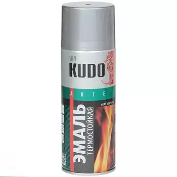 Эмаль аэрозольная, KUDO, термостойкая, кремнийорганическая, матовая, серебристая, 520 мл, KU-5001