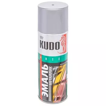 Эмаль аэрозольная, KUDO, универсальная, акриловая, глянцевая, металлик алюминяя, 520 мл