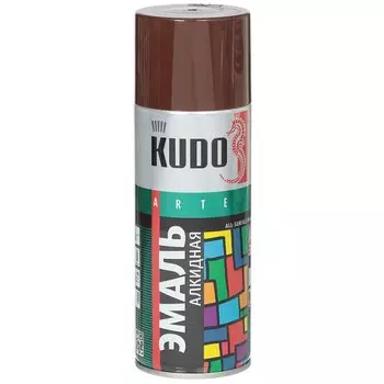 Эмаль аэрозольная, KUDO, универсальная, алкидная, глянцевая, коричневая, 520 мл, KU-1012