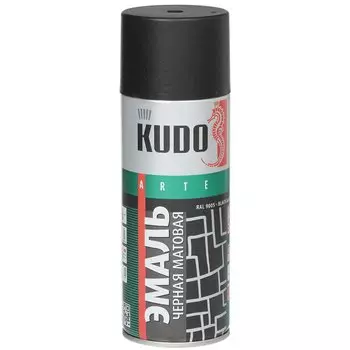 Эмаль аэрозольная, KUDO, универсальная, алкидная, матовая, черная, 520 мл