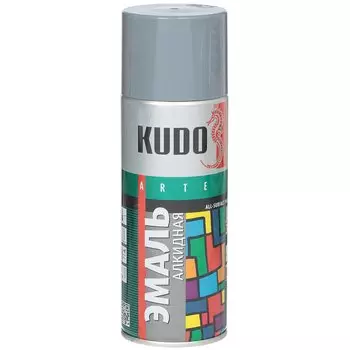 Эмаль аэрозольная, KUDO, универсальная, алкидная, глянцевая, темно-серая, 520 мл, KU-1016