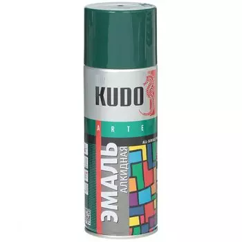 Эмаль аэрозольная, KUDO, универсальная, алкидная, глянцевая, зеленая, 520 мл, KU-1007
