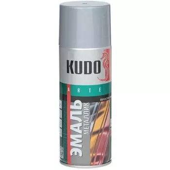 Эмаль аэрозольная, KUDO, универсальная, быстросохнущая, акриловая, глянцевая, металлик хром, 520 мл, KU-1027