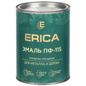 Эмаль Erica, ПФ-115, для внутренних и наружных работ, алкидная, глянцевая, белая, 0.8 кг