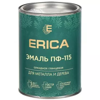 Эмаль Erica, ПФ-115, для внутренних и наружных работ, алкидная, глянцевая, хаки, 0.8 кг