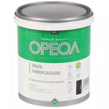 Эмаль Ореол, для внутренних и наружных работ, акриловая, матовая, черная, 3 кг