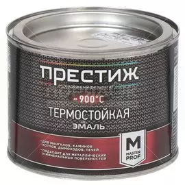 Эмаль Престиж, термостойкая, до 700С, матовая, черная, 0.4 кг