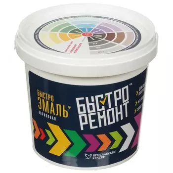 Эмаль Ярославские Краски, Быстроэмаль, быстросохнущая, акриловая, шелковисто-матовая, белая, 0.9 кг