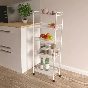 Этажерка универсальная, сталь, 5 секций, 44х25х119 см, с мелкосетчатыми корзинами, белая, ЗМИ, Ладья 25КС, Э 443 Б