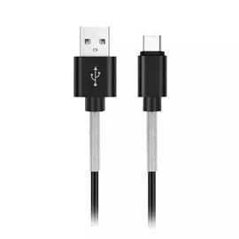Кабель USB, AVS, TC-361S, Type-C, 1 м, USB 2.0, усиленный, в пакете, черный, A40283S