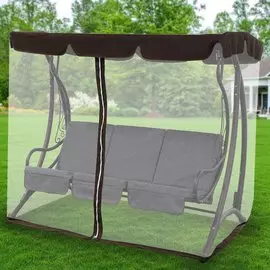 Качели садовые 3-местные, 198х115х176 см, 250 кг, Green Days, с москитной сеткой, темно-коричневые, металл