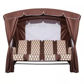 Качели садовые 4-местные, 232х125х195 см, 380 кг, Arno, Оазис Люкс+, раскладываются в кровать, с москитной сеткой, коричневые, полусоты, 2016-КД- 40/Л+, металл